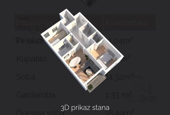 Dvosoban stan 73 m², Šabac