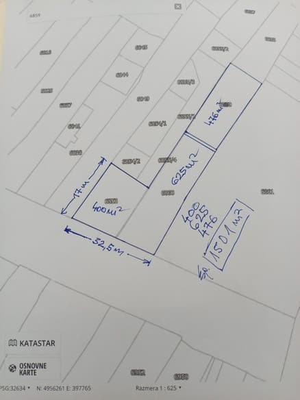 Plac 1500 m², Donji Šor, Šabac